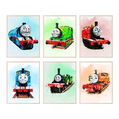 BigWig Prints Thomas the Train Poster Set - Percy Train Thomas and Friends Posters, Thomas Train Wall Decor, Thomas the Train Birthday Decor, Train Wall Decor, Percy Thomas Art - 6 Pack (8x10)