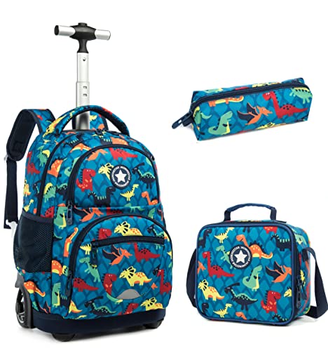 MOHCO Rolling Backpack 16 inch Kids Wheeled School Backpack Set for Boys and Girls