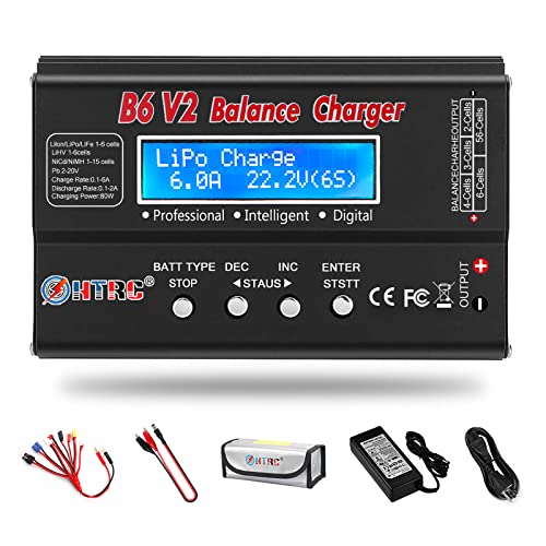 LiPo Charger Balance Fast Charger Discharger B6V2 Digital Battery Pack Charger for 1S-6S LiPo LiHV Life Li-ion NiCD NiMH PB Smart Battery RC Car
