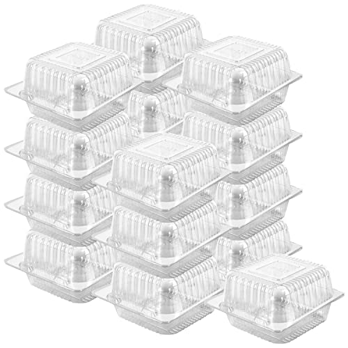 Axe Sickle 5 x 5 inch Clear Plastic Hinged Take Out Containers Clamshell Takeout Tray 50 Count Food Clamshell Containers for Dessert, Cakes, Cookies, Salads, Pasta, Sandwiches