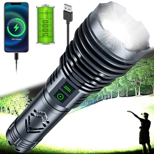Rechargeable Flashlights 990000 High Lumens,XHP160.6 Super Bright LED Flashlight,Tactical Powerful Waterproof Handheld Flashlights with Zoomable 6 Modes for Emergencies Camping