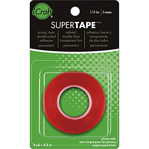 iCraft SuperTape Strong Double Sided Permanent Double-sided Adhesive 1/4' x 6 yards Clear