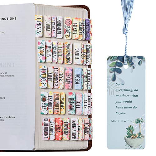 Bible Tabs, Bible Journaling Supplies, Personalized Bible Tabs for Women and Girl, 90 Bible Index tabs in Total, 66 Bible tabs for Old and New Testament, Additional 24 Blank tabs