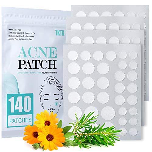 Acne Patch Pimple Patch, 4 Sizes 140 Patches Acne Absorbing Cover Patch, Hydrocolloid Invisible Acne Patches For Face Zit Patch Acne Dots Tea Tree, Calendula Oil