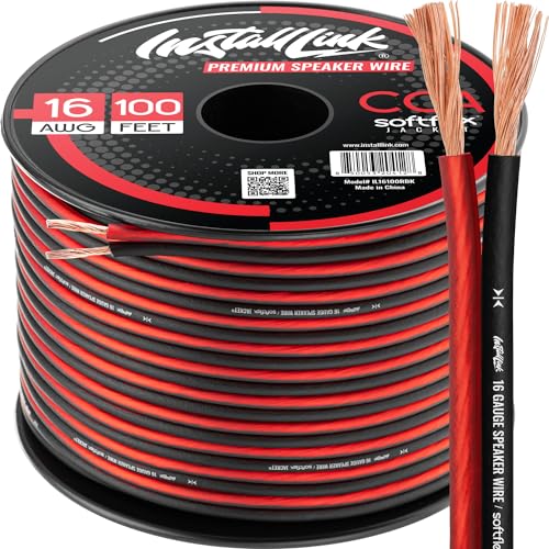 16 AWG Gauge Speaker Wire Cable Stereo, Car or Home Theater, CCA (100 Feet) by Install Link