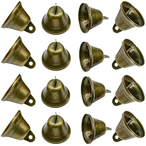 Maydahui 20PCS Bronze Jingle Bells Vintage Brass Color Mini (1.7 X 1.5 Inches) for Wedding Doors Dog Collar Jewelry Sewing Christmas Hallowmas Decoration