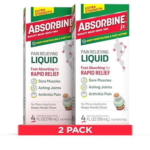 Absorbine Jr. Extra Strength Pain Relieving Liquid, Liquid Pain Reliever, Pain Relief for Joint, Arthritis, Nerve Pain and Muscle Soreness Relief, 4 Oz, 2 Count