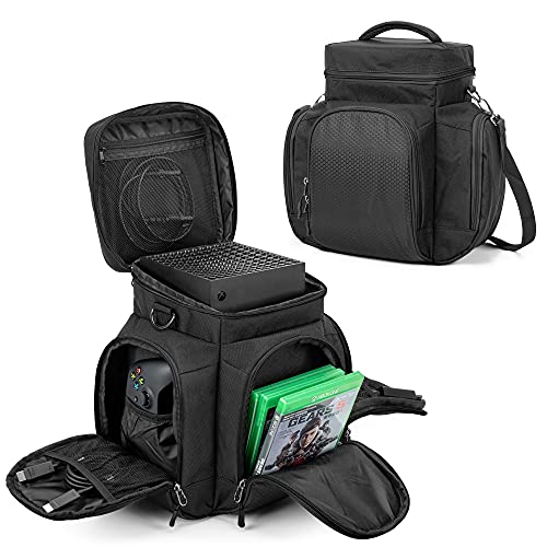 Trunab Console Carrying Case Compatible with Xbox Series X, Travel Bag with Multiple Storage Pockets for Xbox Controllers, Games, Cables, Portable Hard Disk and Other Accessories (Patent Design)
