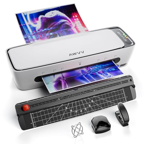 laminator, 6in 1 laminator Machine, 9 Inch A4 Laminating Machine, Desktop Thermal Laminator Never Jam 15 Laminating Pouches, Paper Trimmer and Corner Rounder, 1Min Fast Warm-Up Home Office School Use