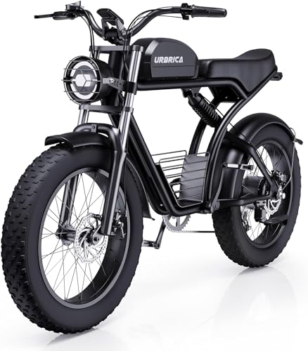 Urbrica Electric Bike for Adults, 1500W 32MPH,48V 23AH,Max 75Miles Electric Motorcycle 20' Fat Tire Dirt Bike, 7-Speed E-Bike Dual Shock Absorber All-Terrain E Bike for Mountains, Snow, Sand, Road