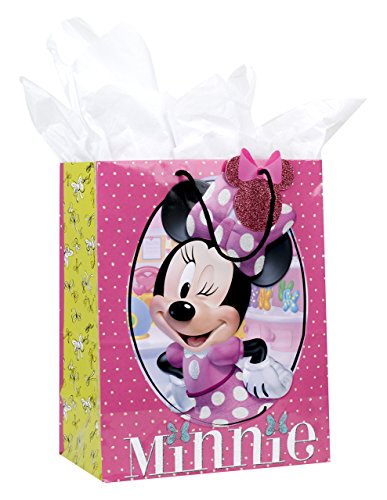 Hallmark 13' Large Gift Bag with Tissue Paper (Minnie Mouse) for Birthdays, Kids Parties or Any Occasion