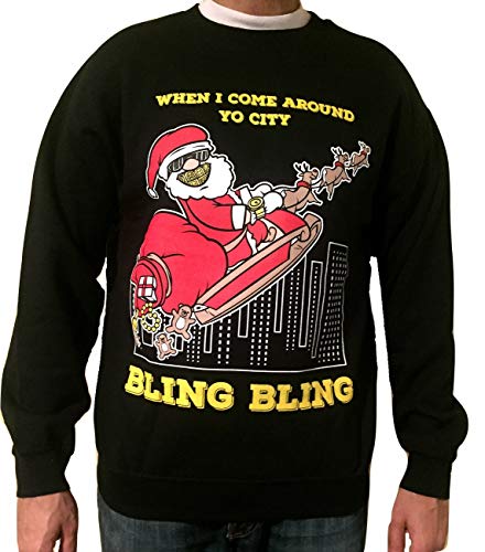 Snowtorious Bling Bling - Ugly Christmas Sweaters (Black, XL)