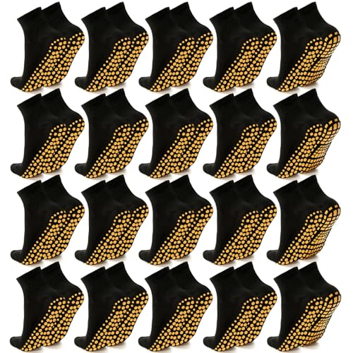 Sureio 50 Pairs Slipper Socks with Grips Men's Non Slip Yoga Socks with Gripper(Black)