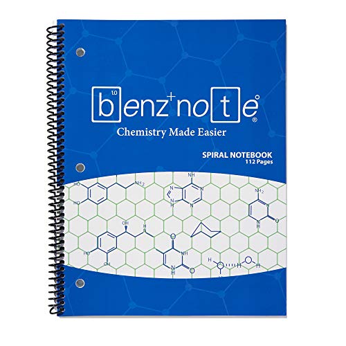 BENZNOTE, Spiral Notebook, for Organic and Biochemistry, 8-1/2' x 11', Hexagonal Graph Rule, Green Lined, 3-Hole Punched, Perforated Edges, 112 Pages