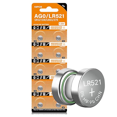 Cotchear 10pcs AG0 Coin Battery LR521 379 Button Cell Coin Alkaline Battery 1.5V for Watches Toys No Mercury