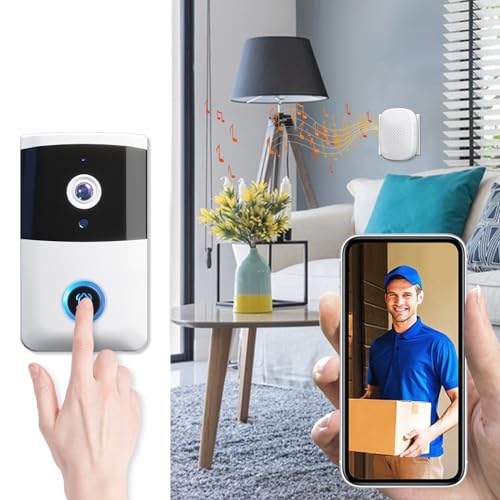 Clearance Smart Video Doorbell Camera Wireless, Intelligent Visual Doorbell with Two-Way Audio, Night Vision, Real-Time Notification, 2.4G WiFi Security Doorbell for Indoor/Outdoor