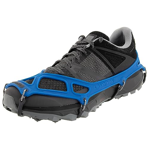 Kahtoola EXOspikes Footwear Traction for Winter Hiking & Running in Snow, Ice & Rocky Terrain - Blue - Large