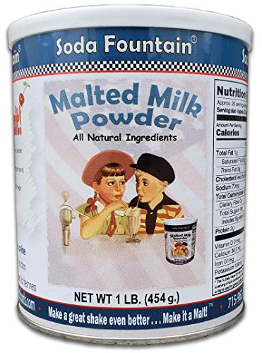 Soda Fountain Malted Milk Powder 1 lb. Canister - Malt Powder for Ice Cream and Baking