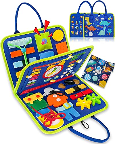 Exorany Busy Board Montessori Toys for 1 2 3 4 Year Old Boys & Girls Birthday Gifts, Sensory Toys for Toddlers 1-3, Educational Travel Toys, Preschool Activities for Learning Fine Motor Skills