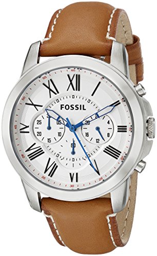 Fossil Men's FS5060 Grant Stainless Steel Watch with Brown Leather Band