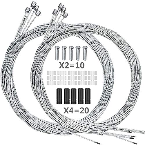 Hapleby 10PCS Premium Bike Shift Cable, Professional Bicycle Shift Wire Kit for Mountain and Road Bicycle, for Free 5 O-Rings, 10 End Ferrules and 20 End Caps