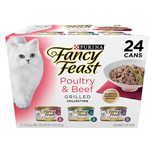 Purina Fancy Feast Grilled Wet Cat Food Poultry and Beef Collection Wet Cat Food Variety Pack - (Pack of 24) 3 oz. Cans