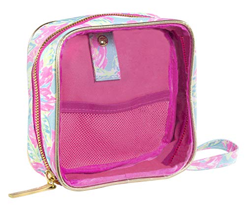 Lilly Pulitzer TSA Approved Cord Travel Organizer with Cord Holder and Mesh Pocket for Chargers/Earbuds/Tech Accessories, Totally Blossom