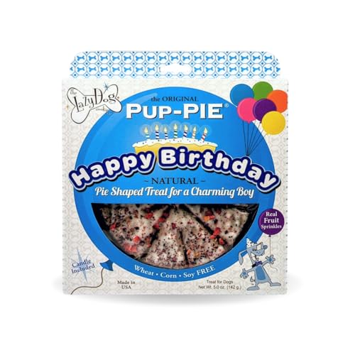 The Lazy Dog Cookie Co. - Original Pup-Pie - Happy Birthday Dog Treat for a Charming Boy, 5 oz