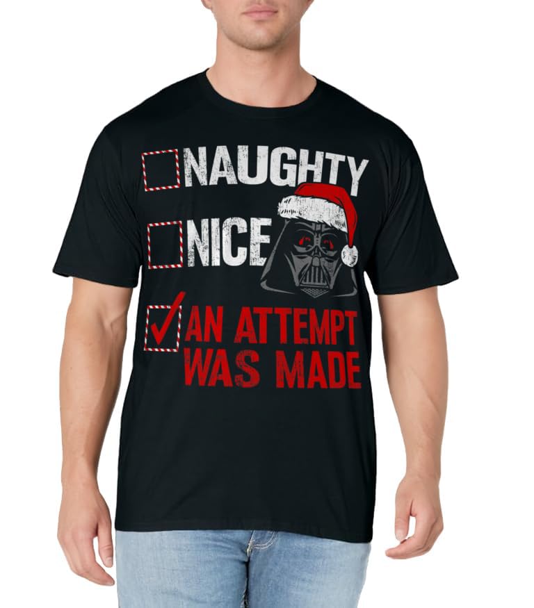 Star Wars Christmas Darth Vader Naughty or Nice Checklist T-Shirt