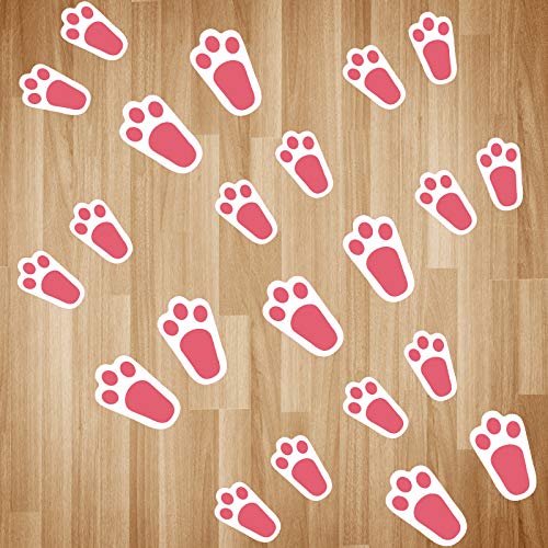 Zonon 48 Pieces Easter Bunny Footprints Paw Stickers Rabbit Footprint Floor Decals for Easter Party Decoration