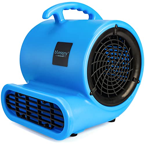 blessny 1/2HP ETL Listed Carpet Dryer Fan, 2200CFM Air Blower Mover for Home Drying, 15Ft Long Cord Portable Floor Blower Fan with 3-Speeds Daisy Chain Function (Blue)