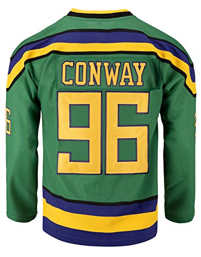 Youth Ducks Movie Shirts Ice Hockey Jersey (96 Conway Green, Small)
