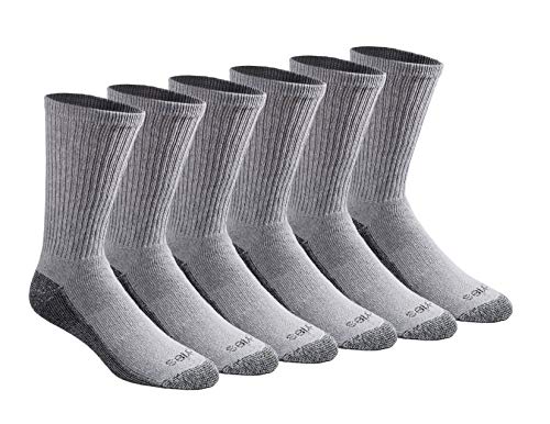 Dickies Men's Dri-Tech Legacy Moisture Control Crew Socks Multipack, Grey (6 Pairs), Medium