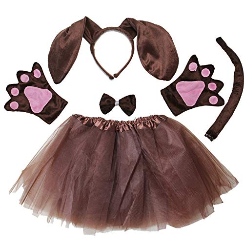 Kirei Sui Kids Animal Costume Dachshund Tutu and Headband Brown