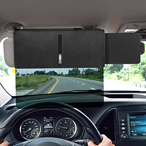 Veharvim Polarized Sun Visor for Car with Zipper Slider, Upgraded UV400 Car Sun Visor Extension with PC Lens and Side Sunshade,Anti-Glare Car Visor for Safe Driving,UV-Filtering/Protection