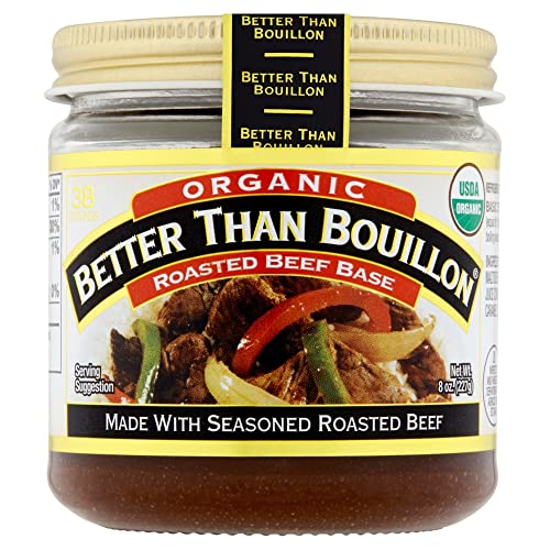 Better Than Bouillon Organic Roasted Beef Base, Made with Seasoned Roasted Beef, USDA Organic, Blendable Base for Added Flavor, 38 Servings Per Jar, 8 OZ (Single)