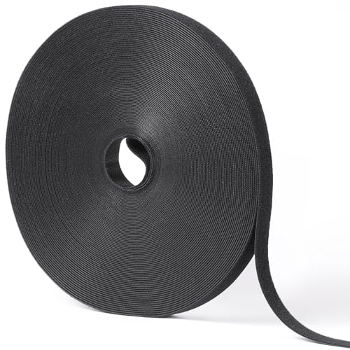 1/2in x 100ft Hook and Loop Roll | Double-Sided Strips, Self-Gripping Straps | Reusable Multi-Purpose Wrap Fasteners for Home, Office, Data Center, and More