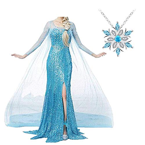 Big-On-Sale Princess Dress for Women Adults Fancy Party Dress Up Halloween Cosplay Costume (M,elsa1)