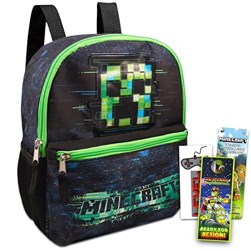 Game Party Minecraft Mini Backpack for Boys, Girls - Bundle with 11' Minecraft Backpack for School and Travel Plus Stickers and More | Minecraft School Bag