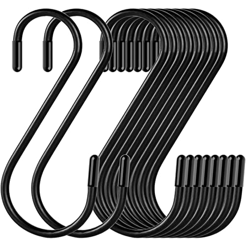 30 Pack S Hooks,3.54 In Matte Black Heavy Duty Metal S Hooks Can with Stand up to 33 pounds,For Kitchen,Office,Garden or Outdoor,S Hooks For Hanging Plants,clothes,Pots Pans,Cups,Bags, jewelry,Towels