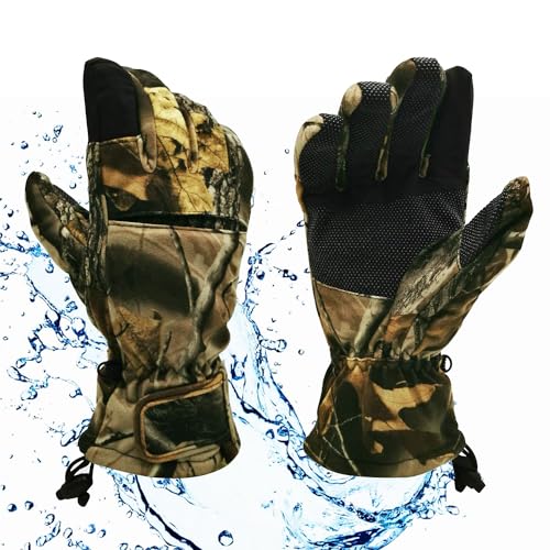 Intra-FIT Camo Hunting Gloves,Full Finger,Anti-Slip,Water Resistant Ski Glove for Cold Weather(L)