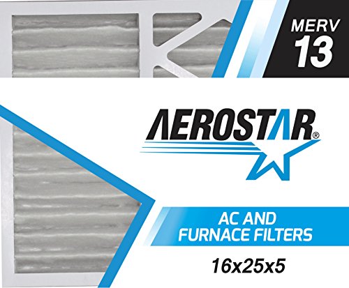 Aerostar 16x25x5 Air Filter MERV 13, Furnace Filters AC HVAC Replacement for Honeywell FC200A1029, (2 Pack) (Actual Size: 15 7/8 x 24 3/4 x 4 3/8 Inches)