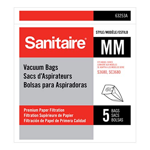 Sanitaire MM Premium Paper Bag (Pack of 5), Fits Models S3680 & SC3680 Canister Vacuums, 63253A, White
