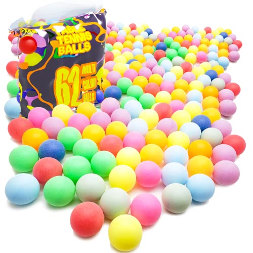 62 Pack Ping Pong Balls Plastic Table Tennis Ball Ideal for Beginner Craft Party School Activities Family Games, Pets Cat Dog - Not Suitable for Pro Players