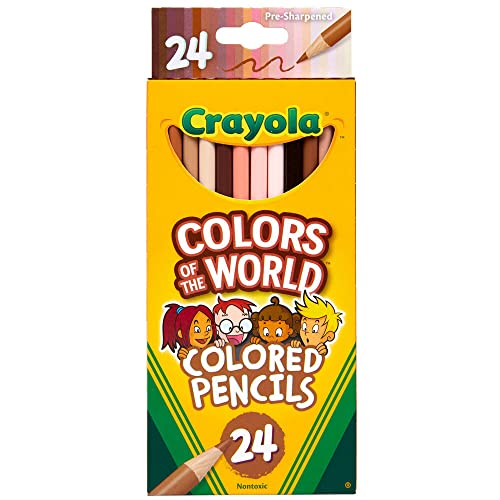 Crayola Colored Pencils 24 Pack, Colors of the World, Skin Tone Colored Pencils, 24 Colors