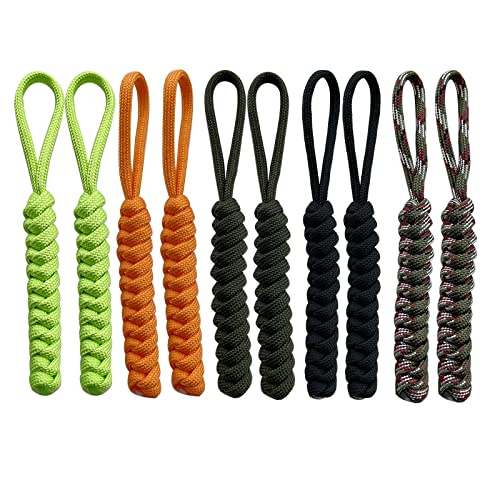 Zipper Pull Charm 5' Knife Lanyards Keychain Backpack Lanyards Pull Hand Woven Pull Cord Zipper Paracord Pull Tab 10 Set(5 Colors)