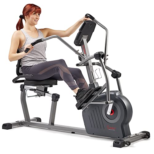 Sunny Health & Fitness Elite Recumbent Cross Trainer & Elliptical Machine with 12-Level Magnetic Resistance, Easy Adjust Seat & Exclusive SunnyFit App Enhanced Bluetooth Connectivity - SF-RBE420049