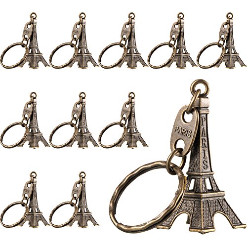 Outus 15 Pieces Eiffel Tower Keyring Retro Adornment French Souvenirs Keychains (Bronze)