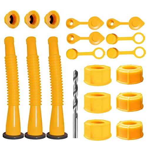 Gas Can Spout Replacement, Gas Can Nozzle, (3 Kit-Yellow) Suitable for Most 1/2/5/10 Gal Oil Cans. Gas Spout Replacement, Fuel Can Spout, Gas Tank Nozzle. The tube is soft and flexible to use