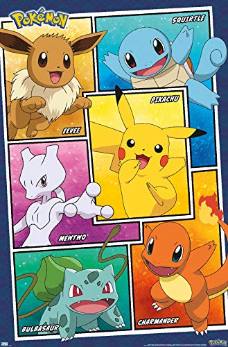 Trends International Pokémon - Group Collage Wall Poster, 22.375' x 34', Unframed Version for Bathroom